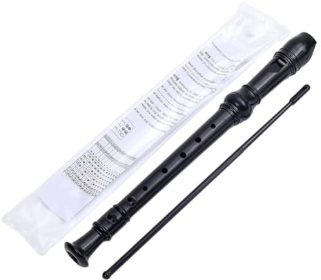 Asyduey Black-8 Holes Soprano Recorder Set with Cleaning Rod, German Style C Key Recorder Set Kit for Kids Beginners Students