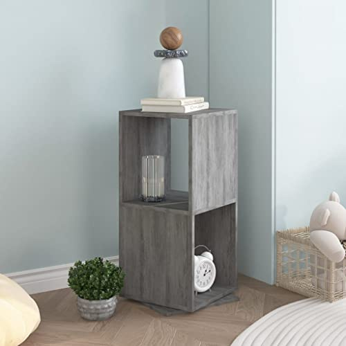 Mandloder Drehregal Betongrau 34,5x34,5x75,5 cm, Holzwerkstoff, 360° drehbar, Bücherregal Standregal für Wohnzimmer, Büro, Schlafzimmer