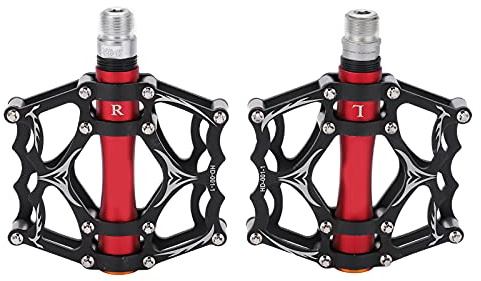 Baxnore Fahrradpedale hohe Stärke Leichtes Antiskid -Fahrradplattform Flache Pedale für Mountainbikes Roadbikes 9/16 Zoll Fahrräder Schwarz rote Aluminiumlegierung 2 in einem Set