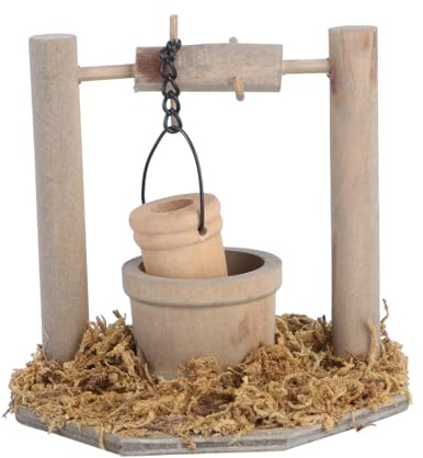 MZRAN Kleine Landschaft Brunnen und Eimer Figur Ornament für Dekoration und Puppenhäuser Garten Landschaft Display Zubehör Realistische Figur für Szene Display