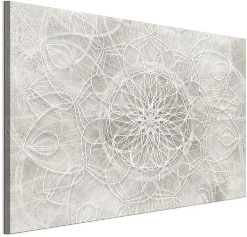 LUMASOUL Wandbilder Wohnzimmer Leinwandbild Mandala 120x80 cm | 1-teiliges Bild für Schlafzimmer, Flur, Büro und Küche, modernes Foto-Motiv