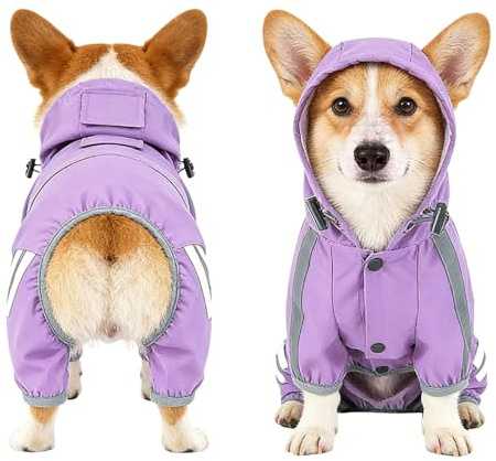 Hixingo Dog Coats with Legs, Winter Warm Comfortable Dog Coat Snow Pet Jacket with Harness Hole for Small Medium Large Pet Indoor & Outdoor Wear (DT963 Purple,XL)