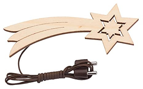 Rudolphs Schatzkiste Ersatzteile & Bastelbedarf Holzkomet einfach inkl. Stecker, Kabel und LED Breite ca 8,5 cm NEU Erzgebirge Stern Sternschnuppe