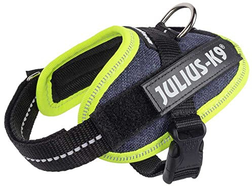 Julius-K9, Arnés IDC Power, Tamaño: 3XL / 4, Jeans Como Material con Borde de Neón