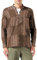 SHOPOHOLIC FASHION Chemises Hippies à Rayures Unies Lavées à la Pierre pour Hommes, Chemise Grand-père en Coton à Manches Longues, Brown, XXL