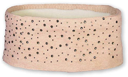 styleBREAKER Damen Stirnband mit Strasssteinen und weichem Fleece-Innenfutter, Feinstrick Haarband, warmes Headband 04026003, Farbe:Altrose
