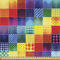 ABAKUHAUS Retro Stoff als Meterware, Regenbogen Retro Patchwork, Qualitäts Stoff Dekorativer Polster Heimtextilienstoff, 2M (148x200cm), Gelb Rot
