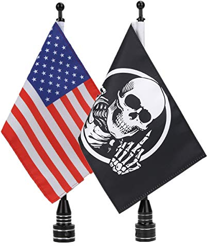 E-Most Verstellbare 15,2 x 22,9 cm amerikanische Flagge + Fahnenmast-Halterung & 15,2 x 22,9 cm Adler Flagge + Stangenhalterung, für Harley Davidson Honda Goldwing CB VTX CBR Yamaha
