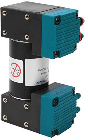 24W Electric Diaphragm Vacuum Pump, 90Kpa Air Pump Double Head with 10mm Port, Mute Brushed Pump 10-20LPM Flow(AC 200V)