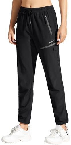 MOCOLY Pantaloni da Escursionismo da Donna Trekking Donna Asciugatura Rapida Traspiranti Pantaloni da Montagna UPF 50+ con Cerniera per attività All'aperto Lungo Nero XXL