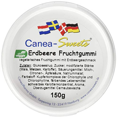 Canea-Sweets Erdbeeren Fruchtgummi vegetarisch Dose, 150 g 16226686