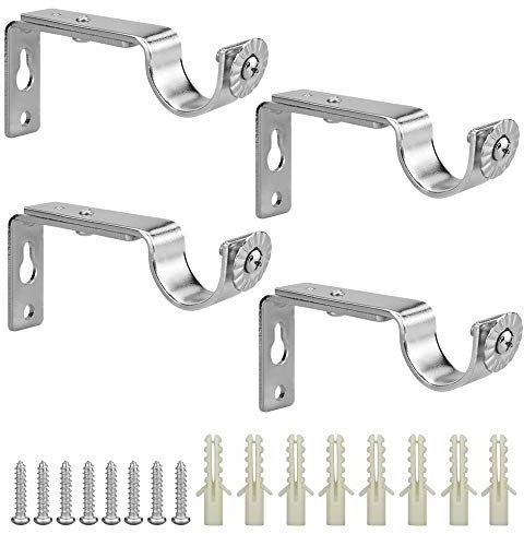 CODIRATO 4 Pezzi Staffa per Asta della Tenda Staffa Regolabile per Bastone da Tenda Supporto per Asta della Tenda per Reggere Bastoni da 2.5CM(Argento)