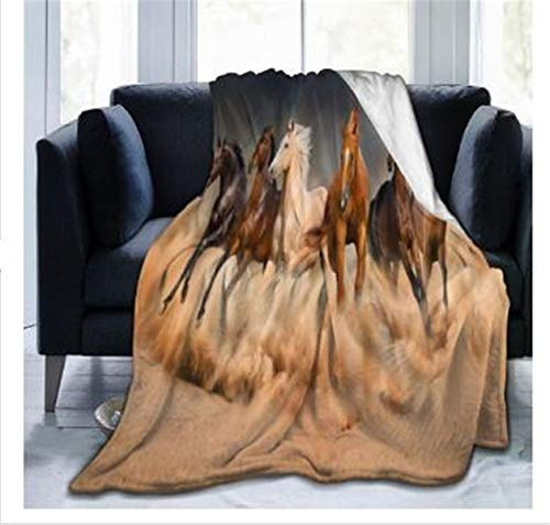 FANSU Kuscheldecke Flanell Decke, 3D Drucken Microfaser Flauschig Weich Warm Plüsch Wohndecke Fleece Tagesdecke Decke für Sofa und Bett (Pferd,150x220cm)