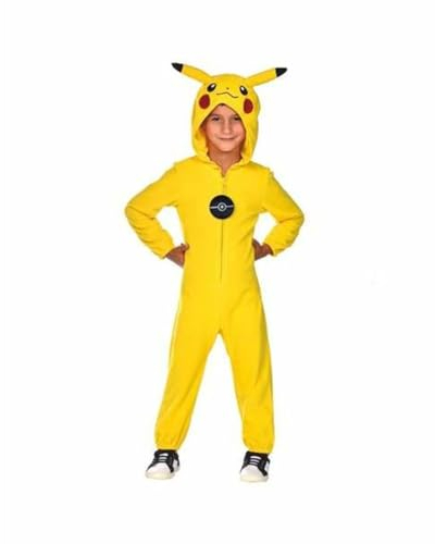 Amscan - Kinderkostüm Pikachu, Fleece-Jumpsuit mit Kapuze, Pokemon, Motto-Party, Karneval, 104, Gelb
