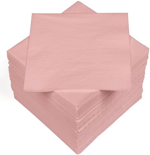 HEKU 30241-04 : Lot de 100 serviettes en papier monochromes triple épaisseur, 33 x 33 cm, rose