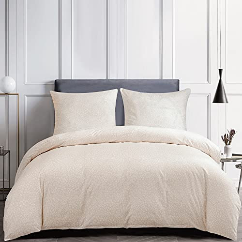 Damier Bettwäsche 135x200 Weiß Leoparden Muster Superweicher Mikrofaser Bettwäsche Set 2 teilig Unifarben Bettbezug 135x200cm und 1 Kopfkissenbezug 80x80cm