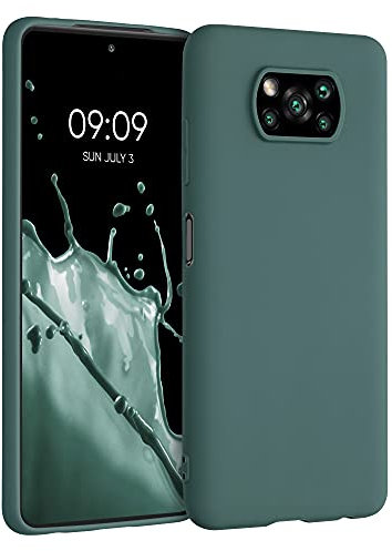 kwmobile Funda para Xiaomi Poco X3 NFC/Poco X3 Pro Carcasa - Ultrafina de TPU y Silicona con Bordes elevados anticaídas - Azul Verdoso