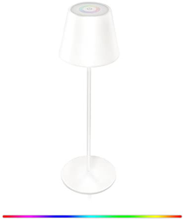 Lampada da Tavolo Senza Fili,Dimmerabile RGB 8 Colore Metallo Touch Lampada da Scrivania Ricaricabile,Interni ed Esterni IP54 Portatile Lampada da Tavolo per Ristoranti,Giardino e Balcone (bianco)