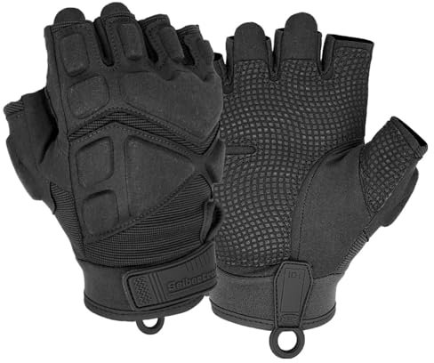 Seibertron Patented S.O.L.A.G 2.0 Handschuhe - Taktische Sport- und wasserdichte Handschuhe mit Touchscreen, Stoßschutz und Halbfinger Black S
