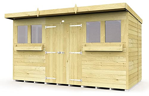 Total Sheds 12x8 Pent Summer Shed Double Doors Fast 2-5 Days Delivery Anywhere In The U.K
