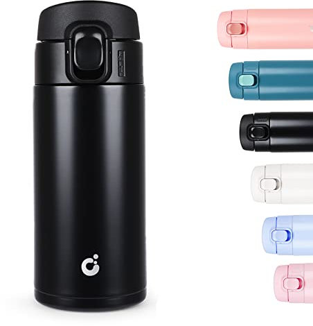 CodiCile Travel Mug, Reusable Coffee Cups with BPA-Free & Leakproof Lid,Coffee Flask for Hot and Cold Drinks,Double Wall Insulated Coffee Mug,Black,320ml