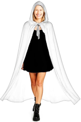 various Halloween Umhang mit Kapuze, Schwarzer Vampir Umhang in Samtoptik für Damen und Herren, Mittelalter Gothic Kostüm für Karneval, Cosplay und Motto Party