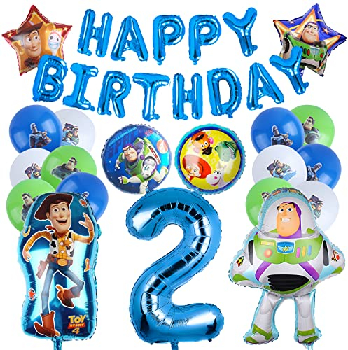 23 Pcs Story Anniversaire Decoration 2 Ans, Ballon Story Anniversaire, Story Ballons Décoration 2, Buzz Décorations d'Anniversaire, Deco Anniversaire Story 2 Ans, Buzz Anniversaire Ballons Garçons