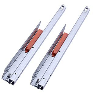 Aiyomi Push to Open Schubladenführungen unten Montage Schubladenschienen Auszugsschienen Verdeckt Grifflos Rebound Schienen Tragfähigkeit 25KG 250mm 300mm 350mm 400mm 450mm 500mm (1 Paar)