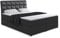 ALTDECOR Boxspringbett mit H3-Matratze (19 cm hoch) mit Bonellfederung + PUR, Topper (4 cm hoch), Polsterbett mit Kopfteil und Bettkasten - APO - 180x200 - Schwarz Kunstleder