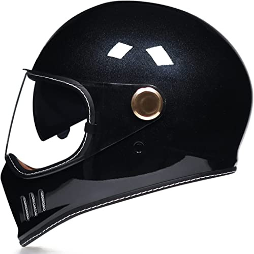 NAIQIALUO Caschi Moto Integrali Vintage per Adulti Uomo Donna Doppia Visiera Approvata DOT/ECE per Moto Ciclomotore ATV Scooter Casco Moto Stile Classico B,M55-56CM