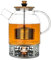 Naturic Teekanne aus Glas mit Sieb und Stövchen - 1,6 l - Teekanne mit Hebe- und Senkfunktion - Deckel und Edelstahl Sieb abnehmbar