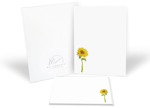 Me Loovely Sunflower Letter Writing Paper and Envelopes Set Floral Writing Stationery Supplies | Christmas Gifts (10 Letters, & 10 Envelopes with Gift Envelope)