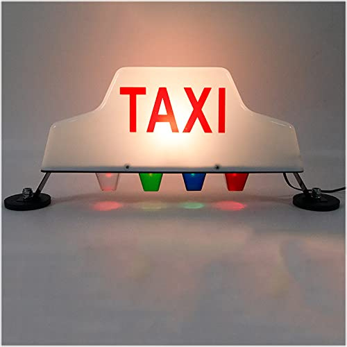 Señal De Taxi LED, Señal De Techo De Taxi con 4 Luces Auxiliares, Señal De Coche LED, Luz De Taxi, Base Sellada Magnética De Taxi Resistente Al Agua, Señales De Neón Beaupretty
