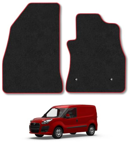 Fiat Doblo (2010-2022) Carpet Car Mats | Red Edge Trim Tailored Fit Floor Mats Full Coverage Protection Accessories Easy Clean Anti Slip Made in the UK