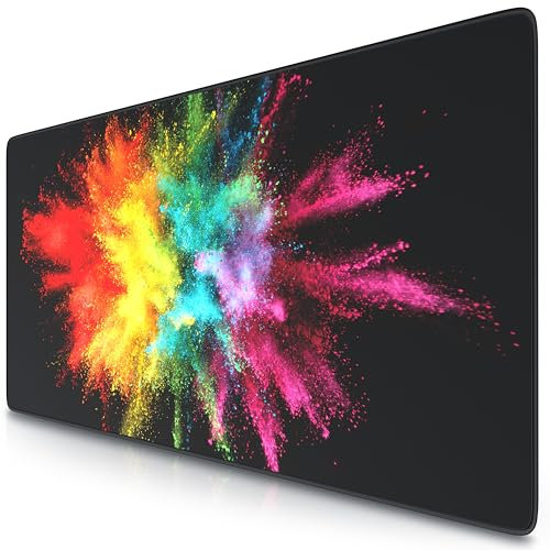 TITANWOLF - XXL Mouse Mat - Mouse Pad 900 x 400 x 3mm –Speed Gaming Mouse Pad - Extra Large MousePad - Table Mat Large Size - Improved Precision and Speed – Design Color Explosion