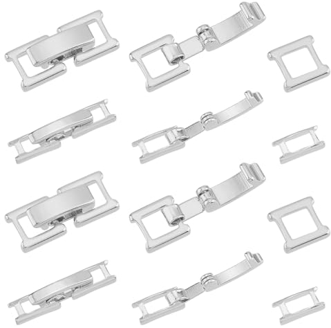 SUPERFINDINGS 20 Stück 2 Stile Platin Faltverschlüsse Messing Armband Halskette Schmuck Verlängerung Faltverschlüsse Verschlüsse Verschluss Endkappen 15 16mm