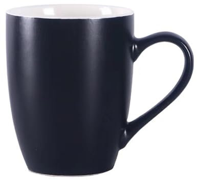 Kaffeebecher 2er Set 301-400 ml, aus echtem Porzellan - schwarzer Kaffeebecher - mit Henkel - modern und schlicht - hochtemperaturbeständig - spülmaschinenfest, kratzfest und stoßfest