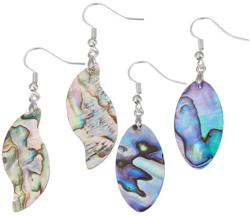 Beebeecraft 2 Paar Natürliche Abalone Muschel Ohrringe Ovale Und Wellenförmige Paua Muschel Ohrringe Für Die Herstellung von Ohrringen Halsketten Und Schmuck