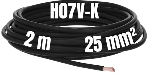 Kalitec Cavo di cablaggio flessibile H07V-K, 25 mm², 2 m, cavo di cablaggio flessibile, 25 mm2, cablaggio a filo singolo, per armadio a filo singolo, 10118565-2