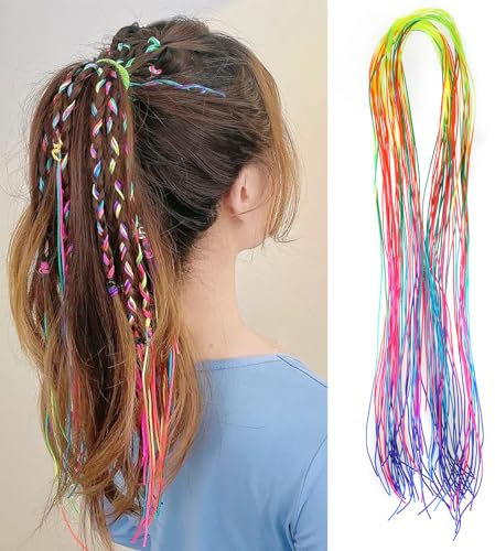 32 Stück Buntes Haarschnüre für Zöpfe Regenbogen Tinsel Hair Extensions Haarwickelschnur Flecht Haargummi Haarschmuck Haarsträhnen Zum Einflechten für Frauen Mädchen