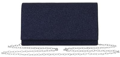 Stellazeta - Elegante Damen-Clutch, kleine Tasche für Zeremonien mit Kettengurt, elegante Clutch zum Halten, Nachtblau quadratisch, 18,5x10,5x6