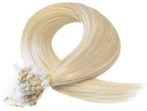 Happyqueen 100s-80g-16 18 20 22 Micro Loop Ring Remy Human Hair Extensions-Grade AAA (#613 Bleach Blonde, 20)