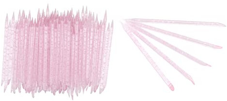 100 empujadores desechables para cutículas de uñas, palillos de uñas de doble extremo, palillos de manicura y pedicura, palillos para cutículas, puntas de uñas para uñas (rosa)