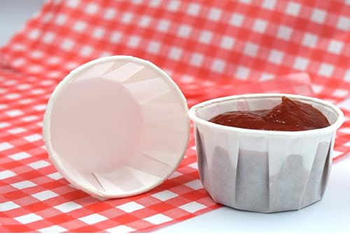 250 x 2oz/60ml Round Waxed Paper Souffle Pots, Ideal for Sauce Pots, Dipping Cups, Ramekins, Condiments, and Portions Cups