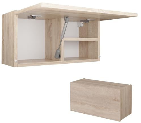 PLATAN ROOM Badschrank 80/120 / 160/200 / 240 breit Badmöbel Badezimmer Klapphängeschrank Schrank Hochglanz Matt Weiß (Sonoma Eiche, 60 x 30 x 25)