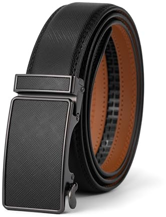 VRLEGEND Gürtel Herren Automatik Ledergürtel Ratsche Gürtel ohne Löcher für Business Anzug,Größe Angepasst,mit Geschenkbox