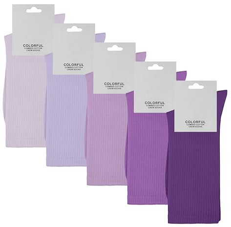 ZSUN Calze Unisex Uomo e Donna Multicolore Calzini in Cotone pettinato Taglia 38-42 cod. 15558 (IT, Numero, 38, 42, Regular, Regular, 5 Paia, Multicolore Viola)