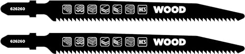 kwb 2 hojas de sierra de calar para madera, laminado (adecuado para madera dura, madera blanda, tablero de carpintería, parqué, laminado, acero al carbono HCS, dientes endurecidos, corte descendente,