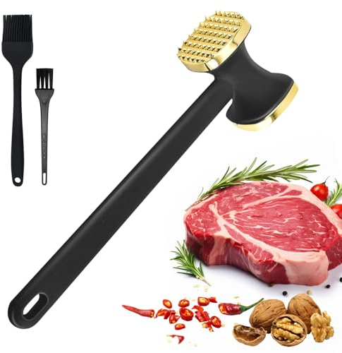 Meat Tenderizer, Heavy Duty Metal Meat Tenderizer Hammer, Double Side Meat Tenderiser Spiked & Flat Hammer Kitchen Meat Mallet for Steak Chicken Pork Beef Poultry Kitchen Meat Pounder Flattener