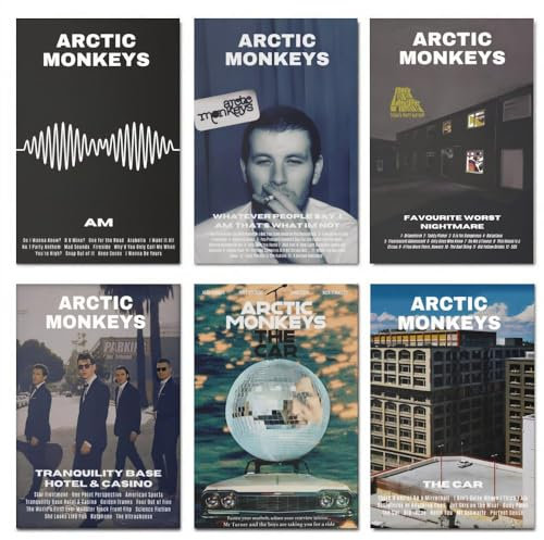 EDQMHFNV Poster Arctic Monkeys, Albumcover, 6er-Set, Musik-Leinwand-Poster, Wandkunst, Dekoration, Wohnzimmer, Schlafzimmer, Dekoration, Poster, 20 x 30 cm, Stil 1